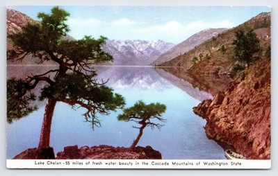 Lake Chelan, Cascade Mountains, Washington, Vintage Postcard