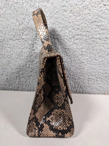 Borsetta borsetta borsetta in ecopelle marrone marrone chiaro stampa pelle di serpente - Foto 4 di 6