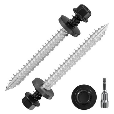 57PCS 2 Inch Hex Metal Roof Screws EPDM Washer Self Tapping Wood 1lbs