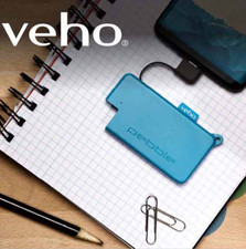 Veho Pebble Pokket 1000mAh Emergency Power Bank USB-C Blue Keyring  Travel New