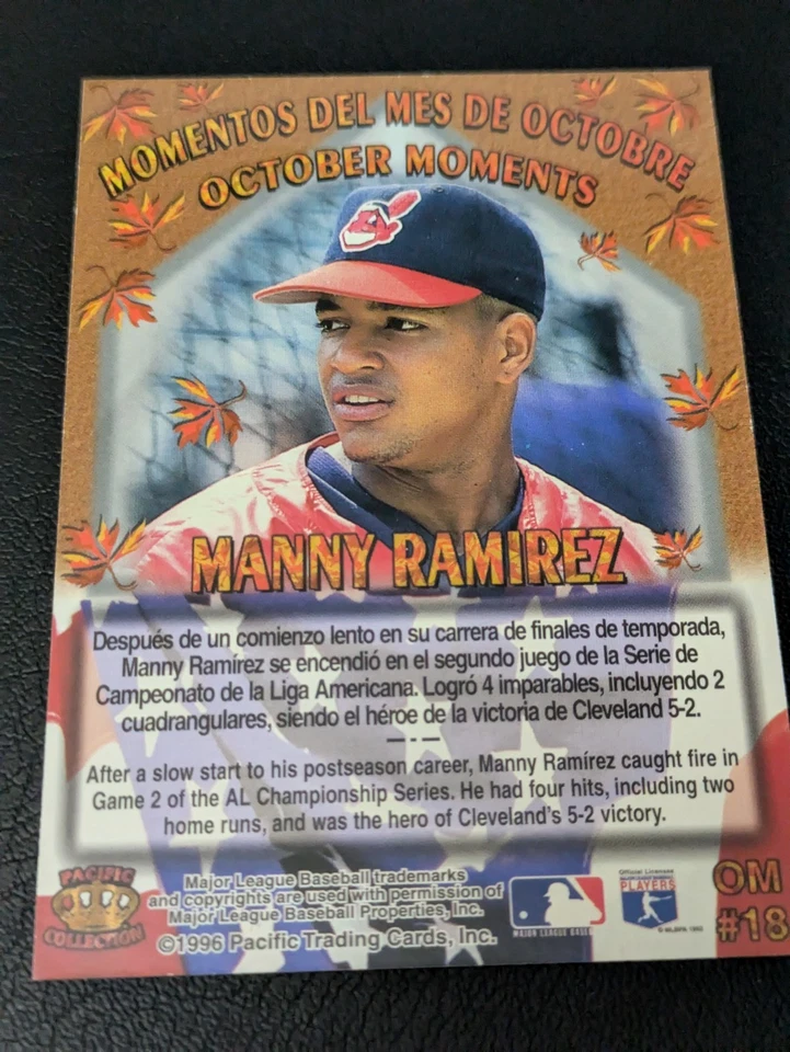 Colección Pacific Crown 1996 October Moments #OM18 Manny Ramírez como nuevo envío y devolución gratuitos Foto 2 de 4