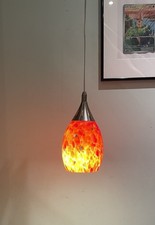 Modern Red Hand Blown Art Glass Ceiling Light Dark Lava Pendant + Bulb Hardware