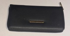 Black Leather Full Zip Clutch Wallet Purse Women s
