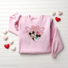 Mickey Minnie Disney Couple Locket Custom Embroidered Sweatshirt