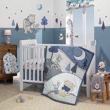 Crib Bedding Set 3 Piece Baby Blue Lambs  Ivy Forever Pooh 3Piece infant