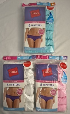 Hanes 6 Pack Womens Cotton Hipster Panties Tagless Cool Comfort Slightly Imperf