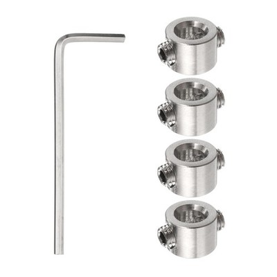 4pcs 6mm Drill Stop Collar Depth Stop with Hex Wrench, Anodizing Surface Silver