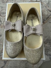 Michael Kors Girls' Rover Bow Glitter Ballet Flats Toddler Size 11