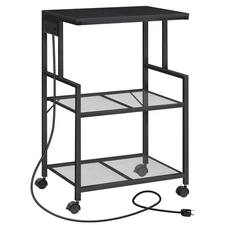 Mobile Printer Stand, 3-Tier Industrial Printer Cart with Power Outlets and 2...