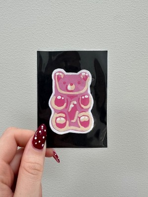 ACEO Original Mini Art Card Gummy Bear Acrylic Markers Pretty in Pink #5/10