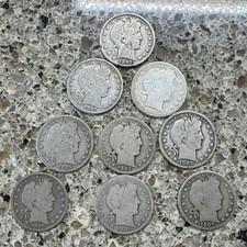 Lot of 9 Philadelphia Mint Barber Half Dollars 1897-1907 Circulated Silver