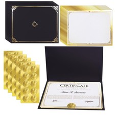 75 Pcs Certificate Paper Kit, 25 Gold foil Border Award Certificate Holders ...