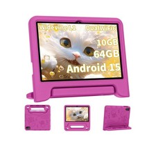 2026 Android 15 Kids Tablet 10" Pink 64GB Storage 10GB RAM Octa-core K10