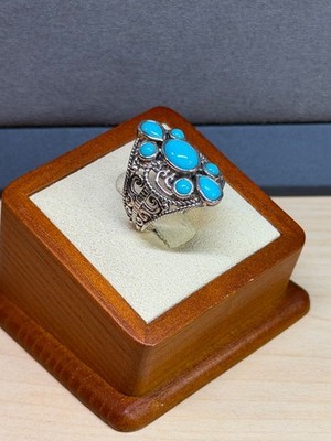 SAMUEL BENHAM 925 Silber Ring Dornröschen Türkis filigran durchbrochen Größe 7