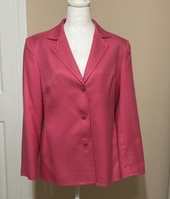 Talbots Petites Size 14 Pink Chevron Textured Lined Blazer/jacket Silk Blend