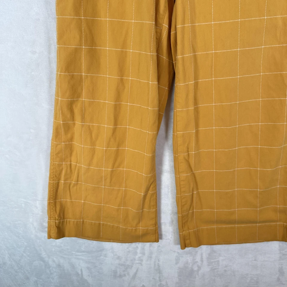 Madewell Pants Womens 28 Mustard Emmett Windowpane Plaid Wide Leg Crop - Image 4 of 4