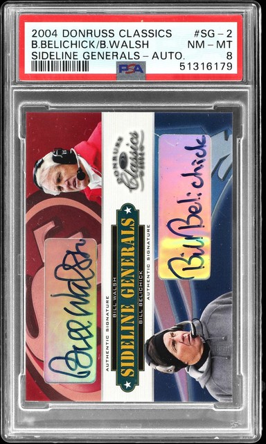 2004 Donruss Classics Sideline Generals Bill Belichick/Bill Walsh 211/250 PSA 8