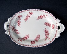 Plateau Décor Fleurs et Papillons en Porcelaine Fine de Sarreguemines 1900