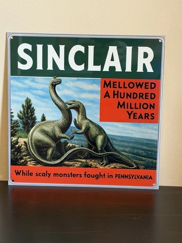 Sinclair Gasoline  Dinosaurs  Advertising  Vintage Style Sign