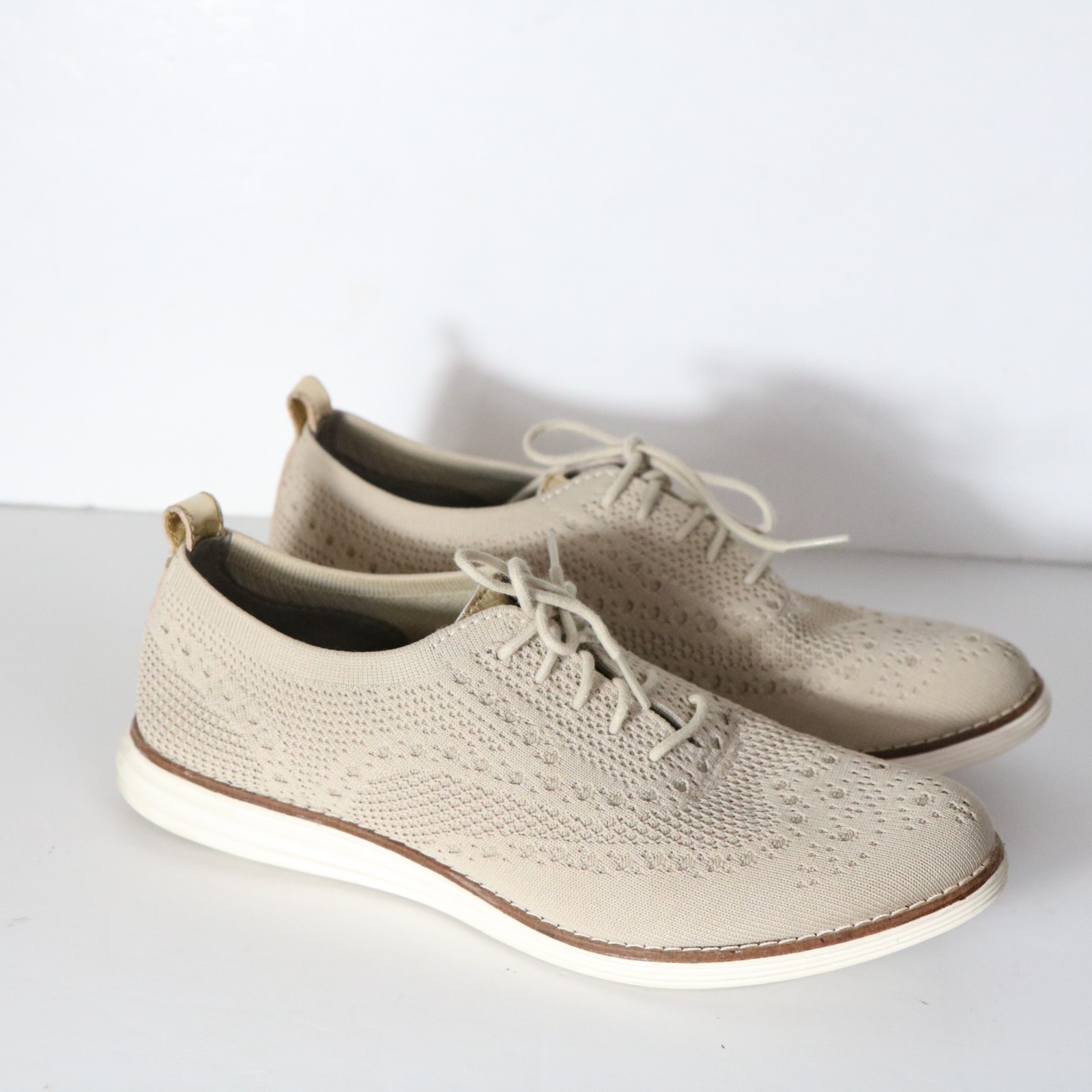 Cole Haan Zerogrand Womens Stitchlite Wingtip Knit Oxford 9 Beige Lace Up Casual