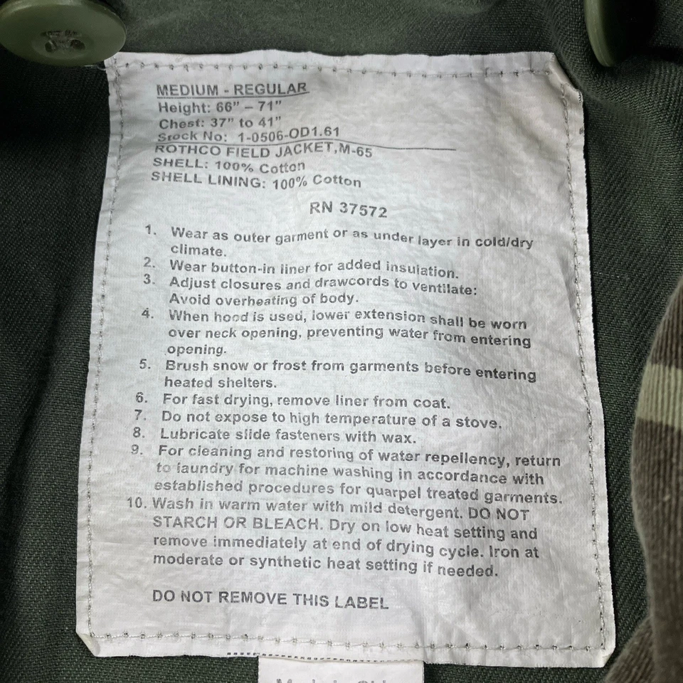 Rothco M65 Field Jacket Mens Medium Green Camo US Military Army Coat - Image 3 of 4