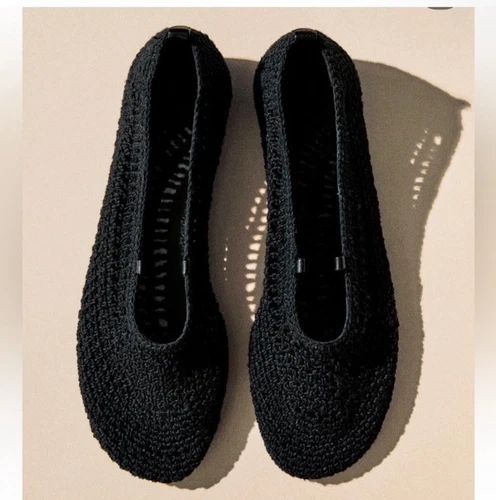 Zapato plano de ballet Massimo Dutti negro con cordones de cuero 7,5 38 nuevo con etiquetas 1508/450 - Imagen 4 de 20
