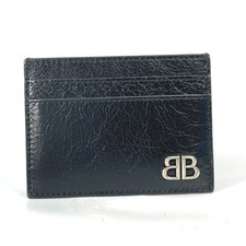 BALENCIAGA 766547 BB Business Card Holder Card Case Leather Black Unused