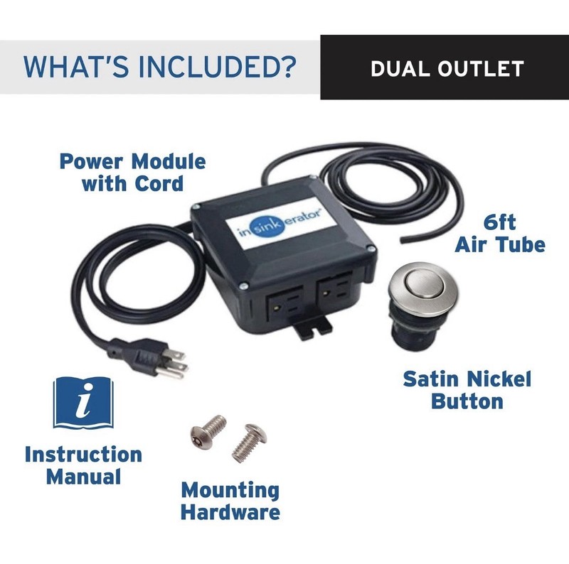InSinkErator Garbage Disposal Air Switch Kit, Single Satin Nickel  Brand New