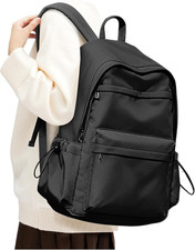 Black Backpack for School, High School Bookbag Back Pack for Teens Girls Boys, L