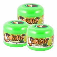 3x Myanmar Tanaka Powder Reduce Acne blemishes freckles SHWE PYI NANN Green jar.