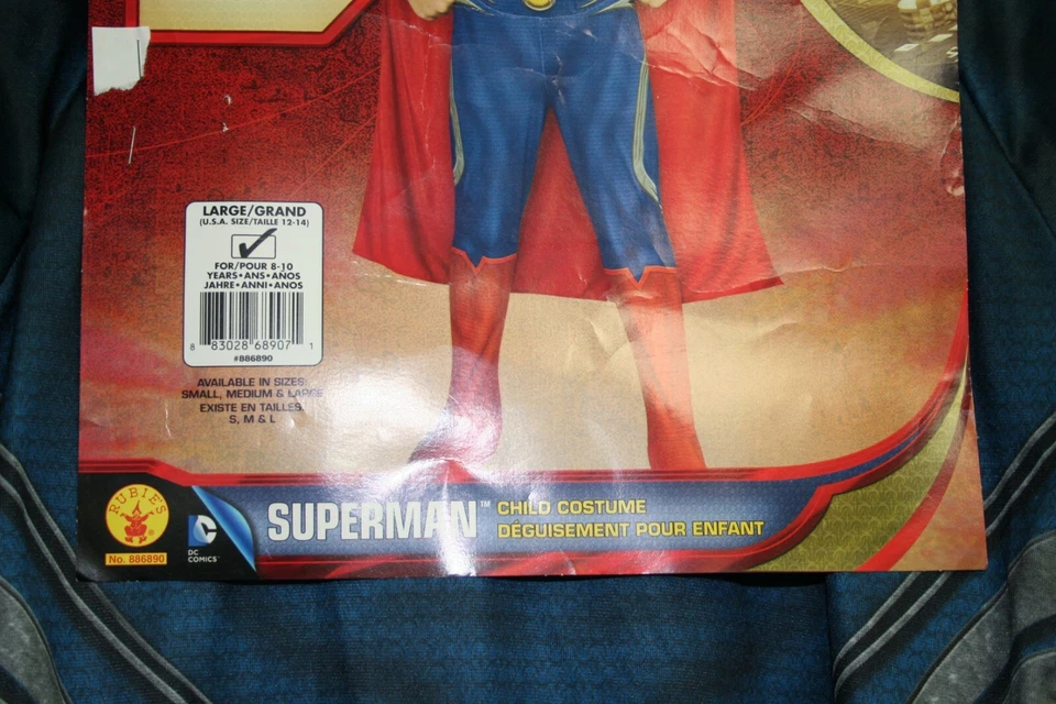 DISFRAZ INFANTIL SUPERMAN HALLOWEEN TALLA GRANDE 12 - 14 NIÑO TALLA HOMBRE DE ACERO NUEVO Foto 4 de 4