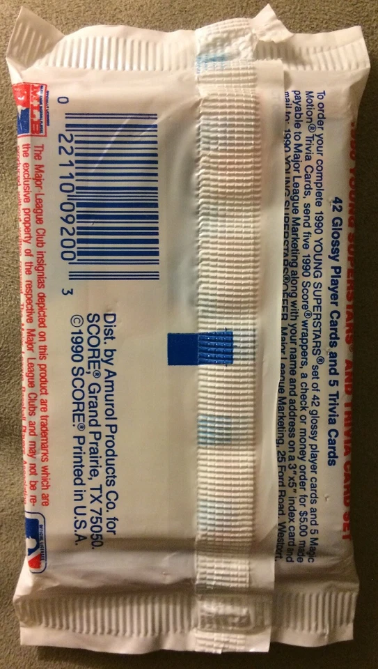 1990 Score Card Pack Gerald Young Astros (Top) Mike Hartley Dodgers Rookie (Back - Image 2 of 3