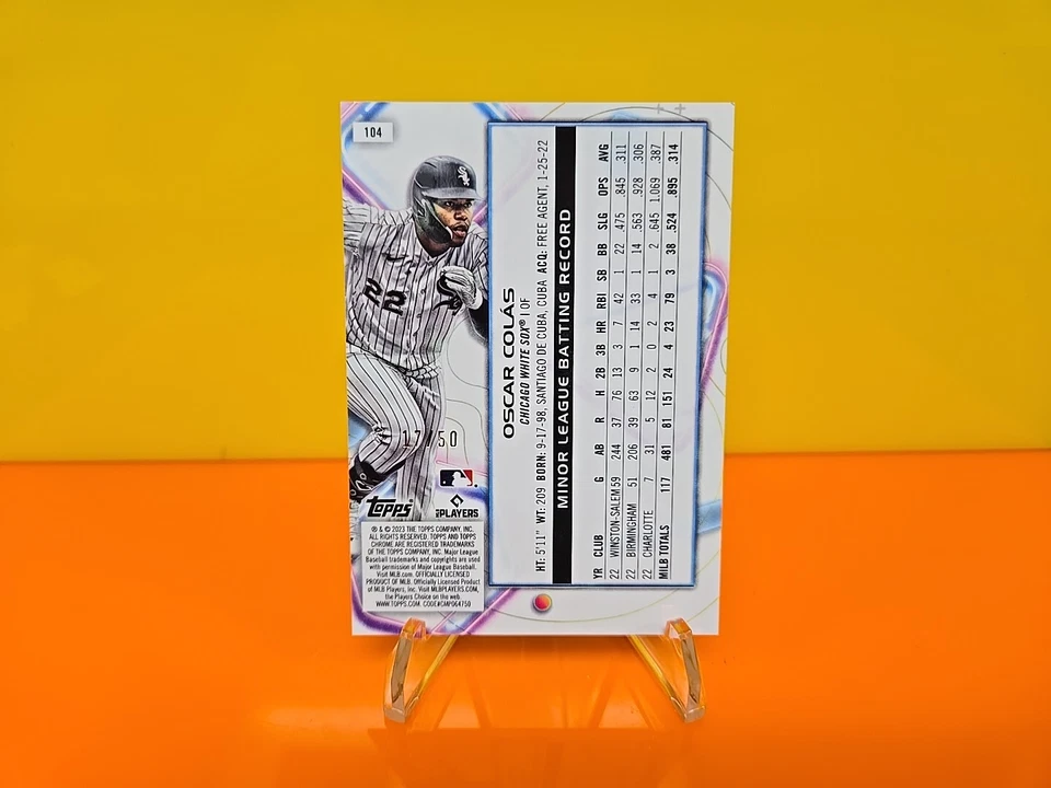 Oscar Colás 2023 Topps Cosmic Chrome RC Gold Interstellar Refractor #/50 - Image 4 of 4