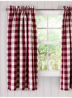 Plaid curtain panel checked red white 63"L x 45"W farmhouse rod pocket 1 Piece