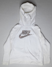 Nike Womens Large White Metallic Rally Funnel Pullover Hoodie 829634-100