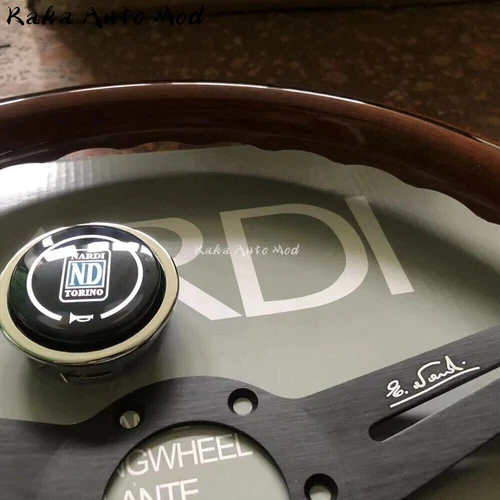 NARDI Classic 360mm Mahogany Wood Steering Wheel Black Spoke - Picture 4 of 5