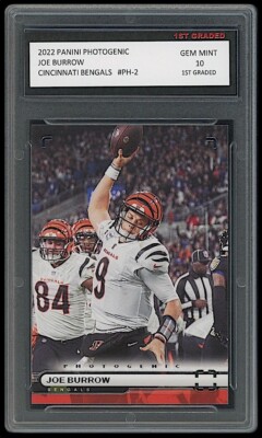 joe burrow graded card Joe Burrow 2022 Panini Photogenic 1st Graded 10 NFL Card #PH-2 Cincy  Bengals Gem