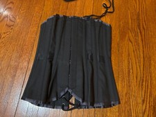 Vintage Vollers Black corset under Bust uk 24 S/M Lace Over Lock Metal Boning