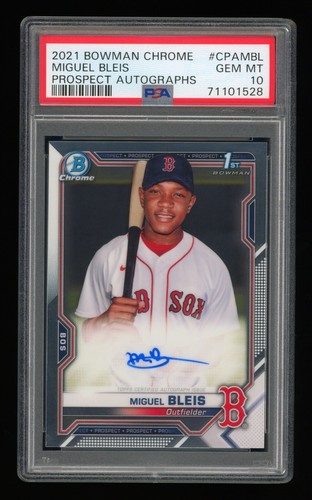 2021 Bowman Chrome MIGUEL BLEIS Auto PSA 10 RC Autograph 1st Bowman Chrome