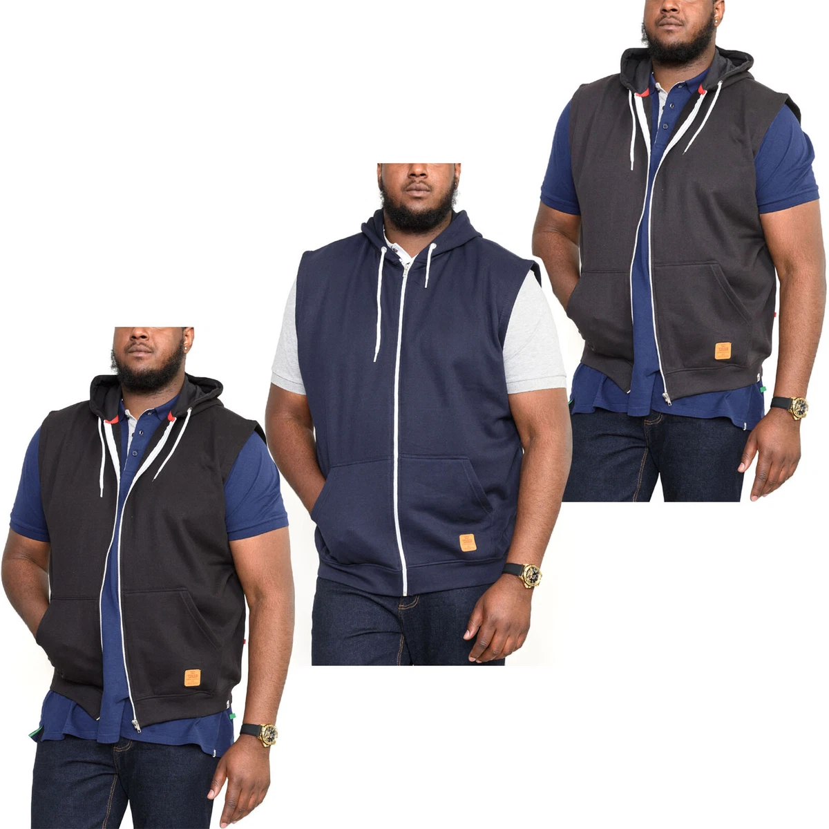 Duke D555 Mens Blake Kingsize Sleeveless Gilet Hoodie Hoody Zipped Sweater Vest