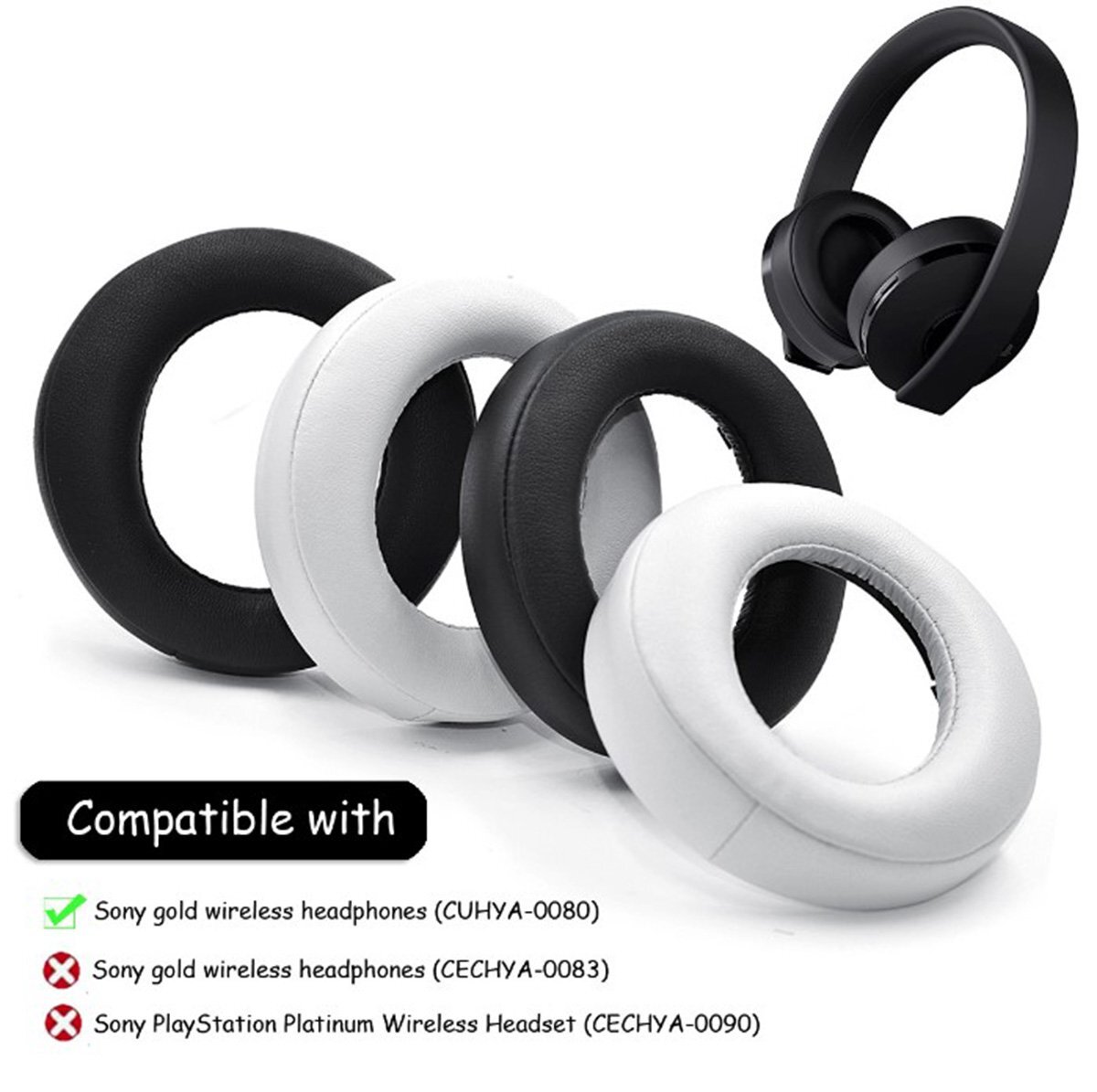 Replacement Ear Pads Cushion Cover For Sony Gold Wireless Headset