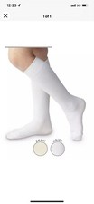  2 Jefferies Boys or Girls Nylon Knee Socks White NWT XS Shoe Size 6-11