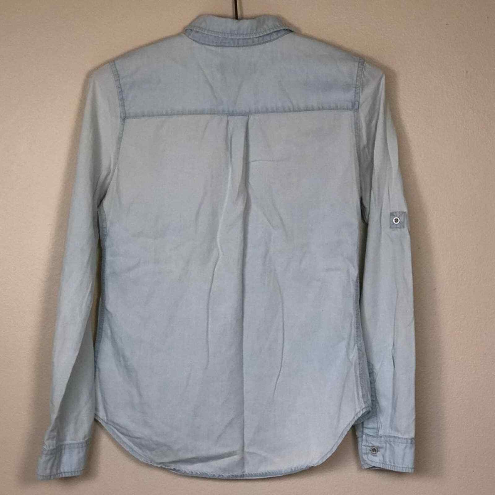 WAX JEAN Basic Denim Chambray Button Up Shirt S - image 3