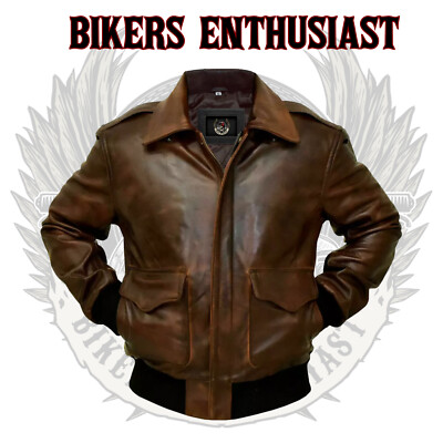 A-2 G-1 Aviator Bomber Flight Men's Navy Distressed Lamb Leather