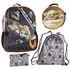 Bioworld The Mandalorian Grogu Baby Yoda This Is The Way 5 Piece 16" Backpack...