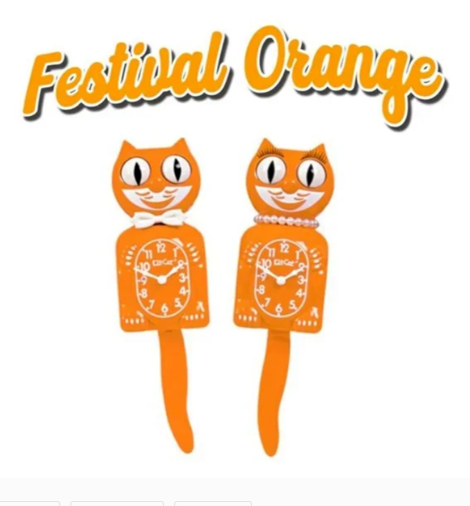 RETIRED Festival Orange Lady Kit Kat Cat Klock Clock | eBay