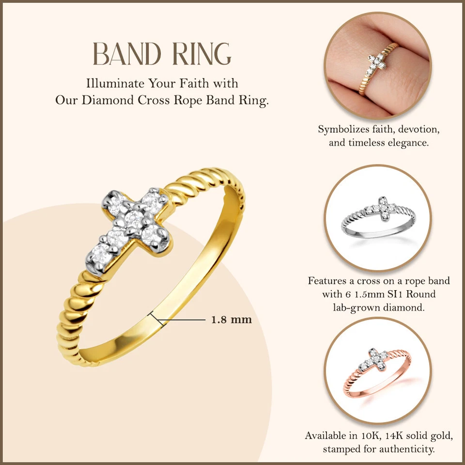 Anillo de oro con cuerda cruzada de diamantes (disponible en oro amarillo/rosa/blanco) Foto 3 de 4