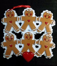Personalized Gingerbread 6 Family Christmas Tree Ornament Holiday