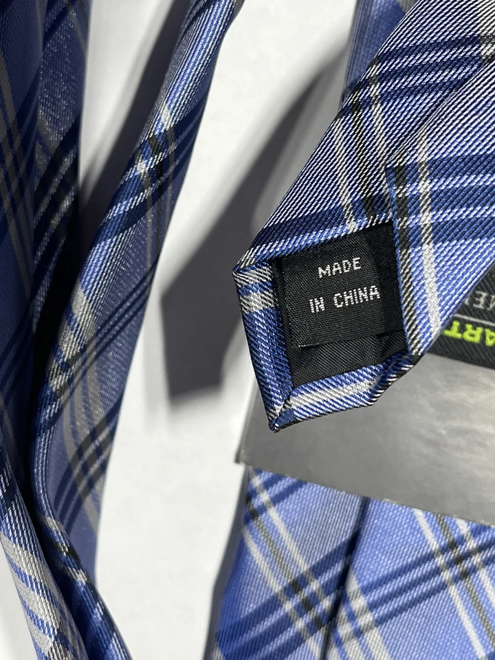 Mens John Bartlett Statements Blue Plaid Pattern Tie NEW - Image 2 of 3