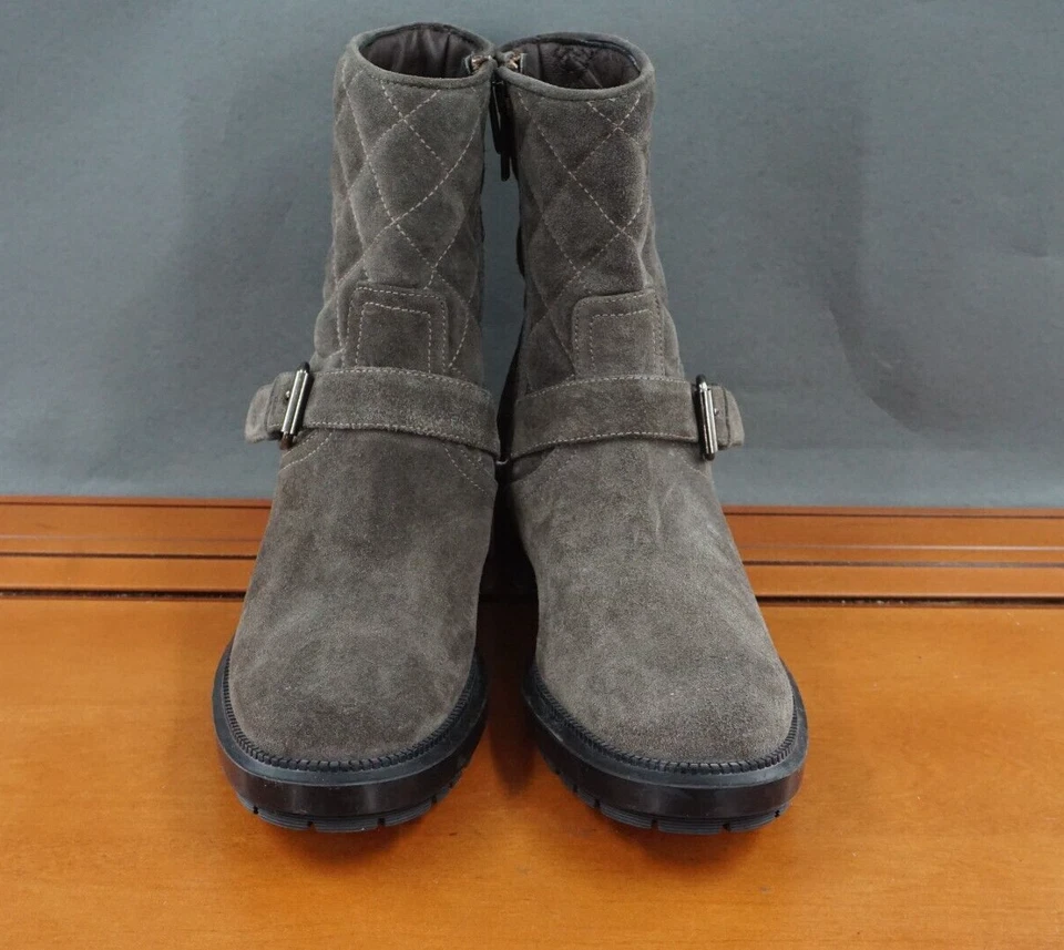 Aquatalia Leva Acolchado Para Mujer 7.5 Zapatos Gris Gamuza Pull On Cremallera Botín al Tobillo Foto 2 de 4